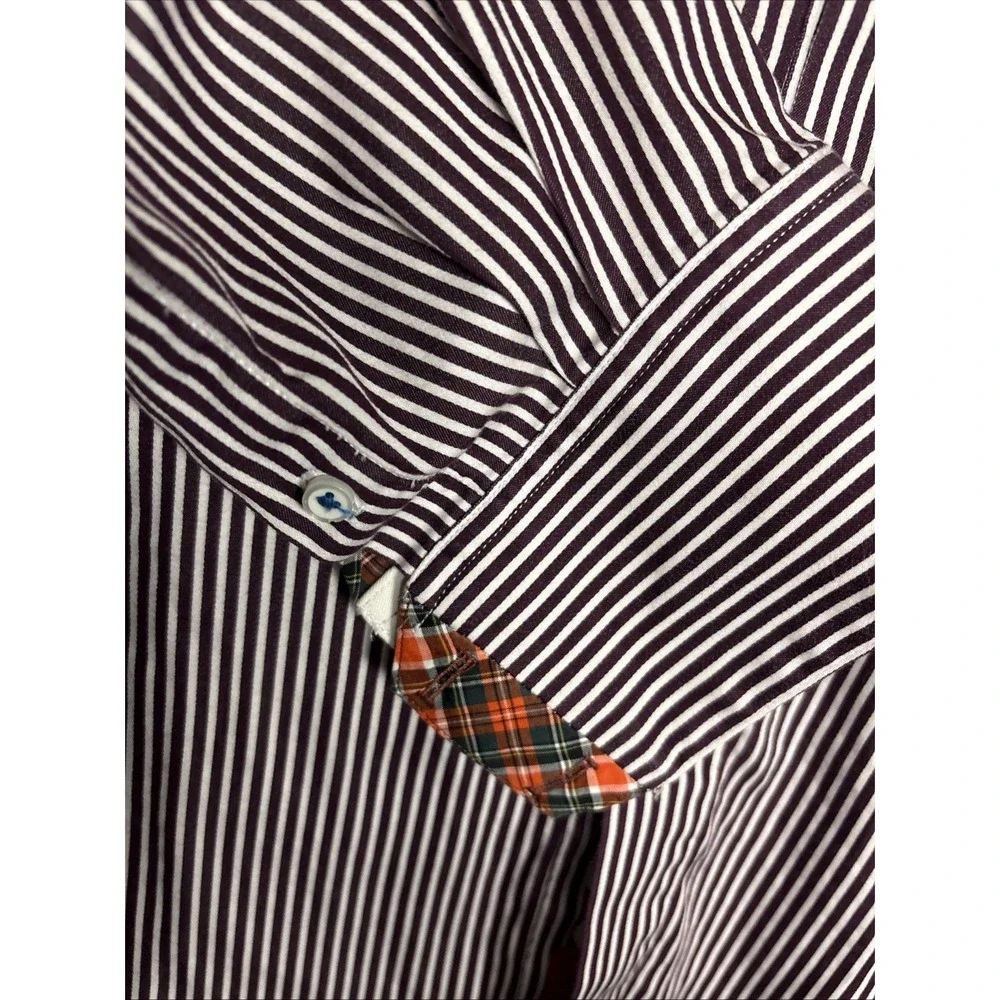 ROBERT GRAHAM X Purple Striped 100% Cotton Mens L Casual Dress Shirt